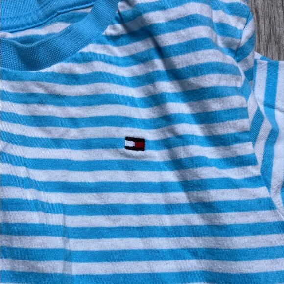 Tommy Hilfiger Kids Light Blue and White Striped Tee | 3T - Picture 4 of 4